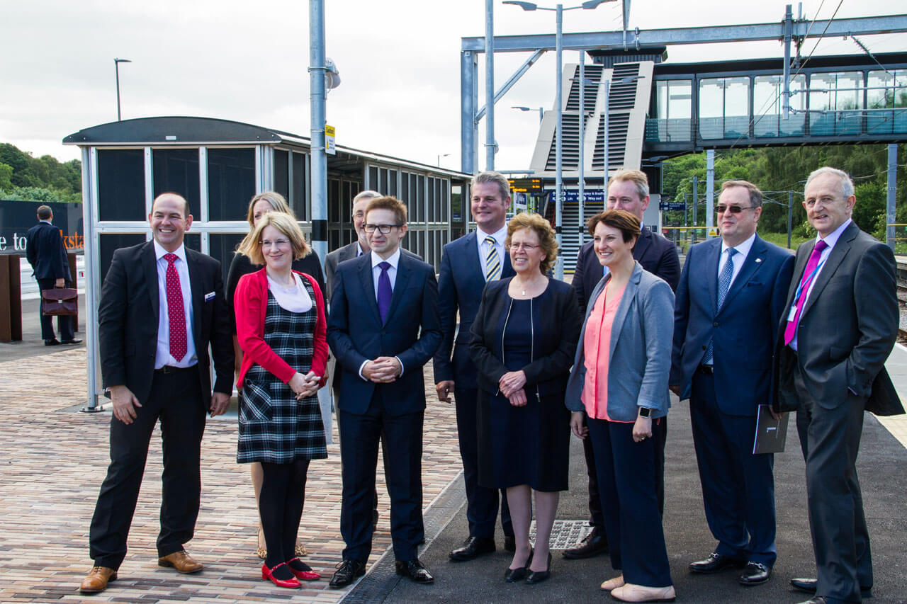 VIPs on Platform at Kirkstall Forge Station