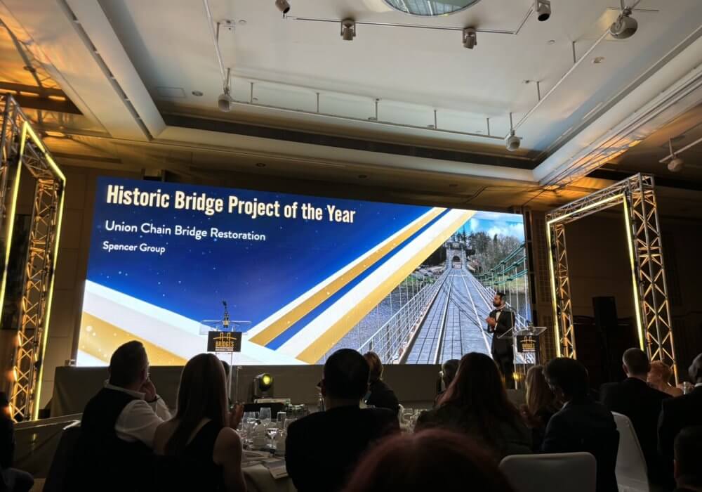Spencer Bridge Engineering honoured in major industry awards for work on historic Union Chain Bridge