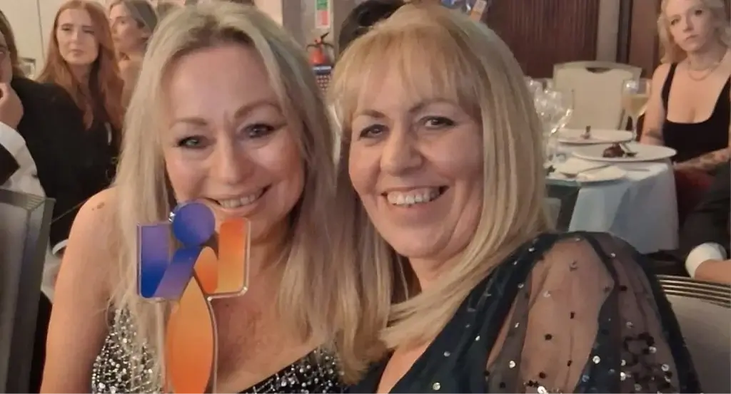 Yvonne Moir and Diane Rowe holding the Inspiring Women in Construction and Engineering award